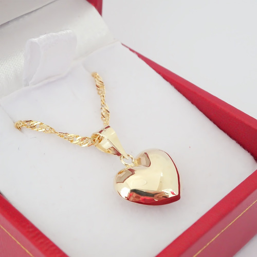 Amor Eterno - Dije Y Aretes Corazón Oro10k + Cadena Color Amarillo