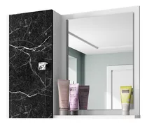 Comprar Dullar Móveis Gênova Armário De Banheiro Aéreo Espelho Espelheira 1 Porta Cor Branco nero