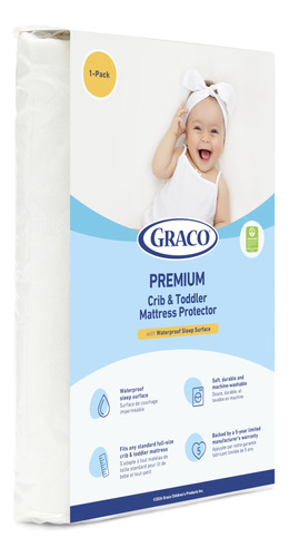 Graco Premium Waterproof Crib And Toddler Mattress Protecto.