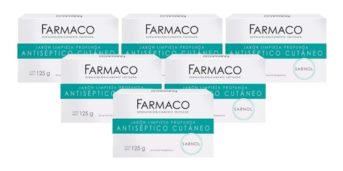Jabon Farmaco Sarnol Antiseptico Cutaneo X125g Pack X 6
