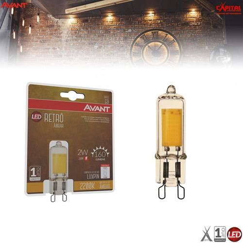 Imagem 2 de 5 de Lampada Retro Vintage 2200k Ambar Halopin G9 2w Avant