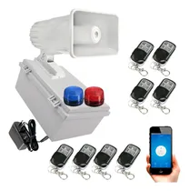 Comprar Alarma Vecinal Doble Estrobo Azul Rojo Y 8 Controles Remotos