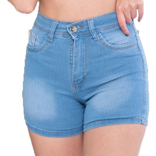 Short Jean Elastizado Mujer Denim Tiro Alto Dama Roturas