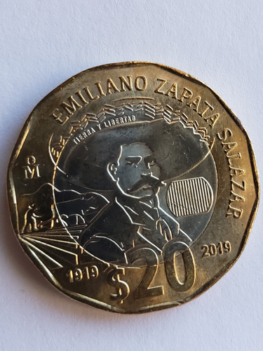 Moneda 20 Pesos De Emiliano Zapata 