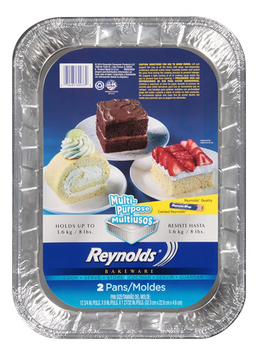 Reynolds Molde Rectangular Para Repostería Pack De 2 Pz, 12