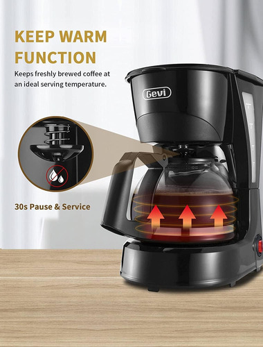 Cafetera Pequeña Gevi Para 4 Tazas, Cafetera Compacta, Wifi