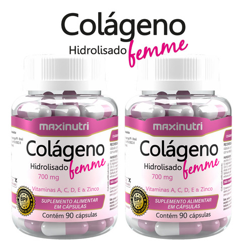 Kit 2 Colágeno Hidrolisado Femme 90 Cápsulas Maxinutri
