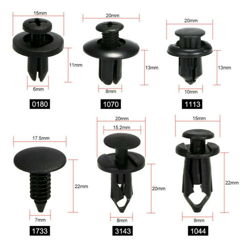 190 Unidades Car Push Pin Rivet Trim Clips Kit Auto Plastic