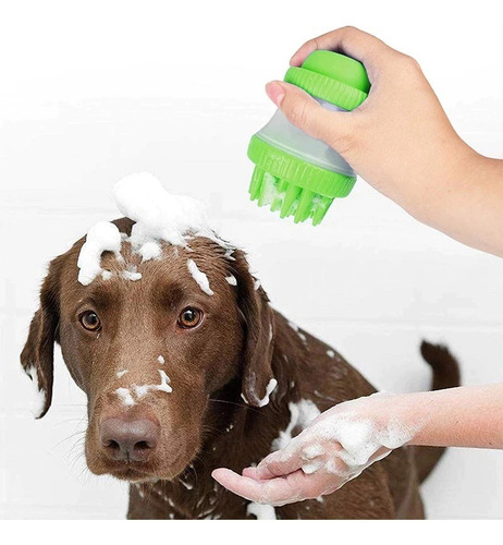 Cepillo Masajeador Para Bañar Quita Pelo Mascotas Perro Gato Color Rosa