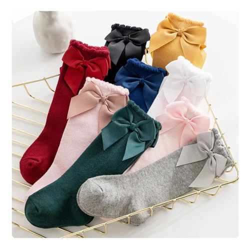 Calcetines Largos Con Lazo Grande Para Niña 3-5 Años