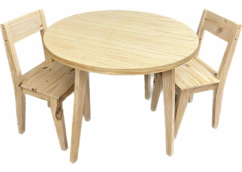 Imagen 3 de 5 de Mesa Comedor Redonda Pino Vintage 90cm + 2 Sillas Vintage