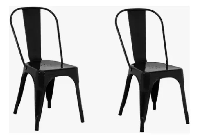 Pack X2 Unidades Silla Metálica De Comedor Tolix Metal Color Negro