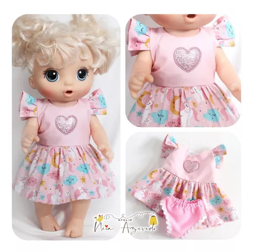 Roupa P/ Boneca Baby Alive Vestido E Calcinha Coleção Nova