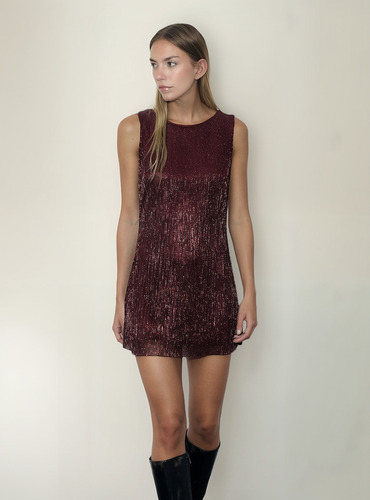 Vestido Sandra Mujer Fiesta Brillos Corto Suelto