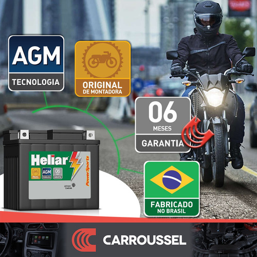 Imagem 2 de 5 de Heliar Bateria Htz6 5ah Fazer 150 Cg Titan Xre300 Bros