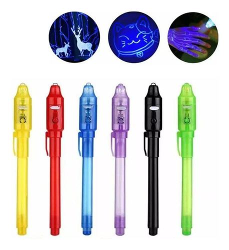 Lapicera Marcador Invisible Con Luz Uv Set X5 Unidades Color Violeta