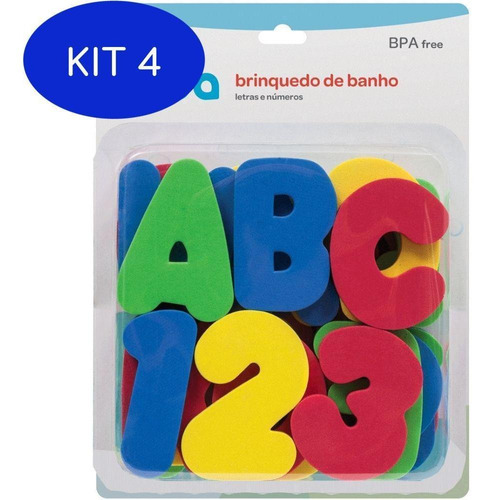 Kit 4 Brinquedo De Banho Letras E Numeros Coloridos - Buba