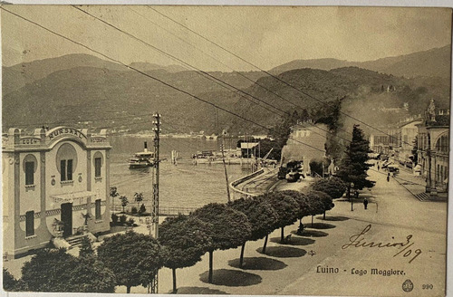 Antigua Postal, Año 1909, Lago Mayor, Luino, Italia, 4p090