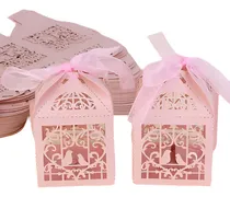 Comprar 50pcs Rosa Amor Corazón Boda Favor Dulces Cajas Regalo Cajas