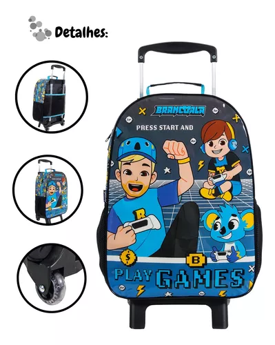 Mochila de Rodas Escolar Brancoala Games com parte térmica