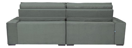 Sofá Austin 3,02m Retrátil, Reclinável com Molas no Assento e Almofadas, Suede Grafite Cama inBox