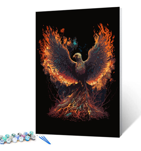 Aihonmin Pintura Por Numeros Phoenix Fire Bird, Kit De Pintu