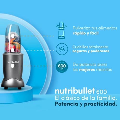 Nutribullet 600w 8 Accesorios Gris