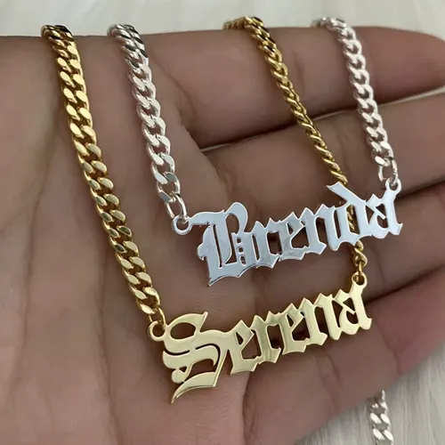 Collar Para Mujer Nombre Personalizado Corona Cadena Cubana