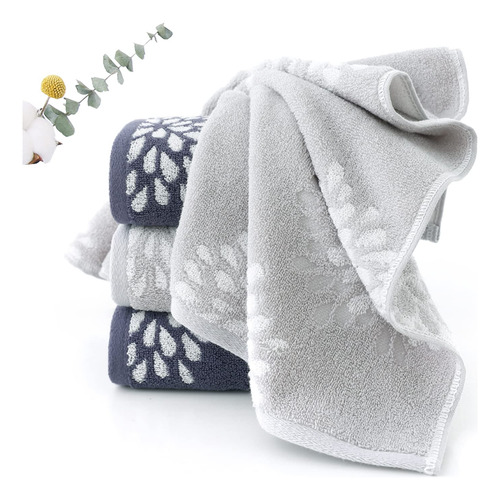 Juego 2 Toallas Mano Flores Hortensias 100% Algodón Absorb