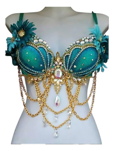 Brassiere Top Decorado Multiusos Mermaid Belly Dance