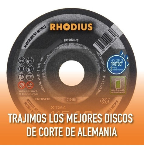 Imagen 7 de 8 de Disco De Corte Metal 4 1/2 115 X 0.6 Mm Rhodius X Unid