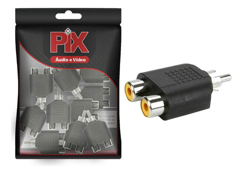 10x Adaptador Duplicador Splitter 2 Rca Fêmea 1 Rca Macho