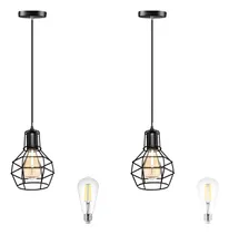 Comprar Pack 2 Lámparas De Techo Colgantes Jaula + 2 Bombillas Led6w
