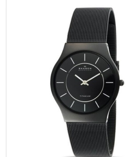 Reloj Skagen 233ltmb Negro Pulsera Malla De Titanio