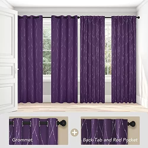 Cortinas de ventana de color morado degradado con hojas de 84 pulgadas de  largo, hojas blancas, con ojales, para puerta corrediza de cocina