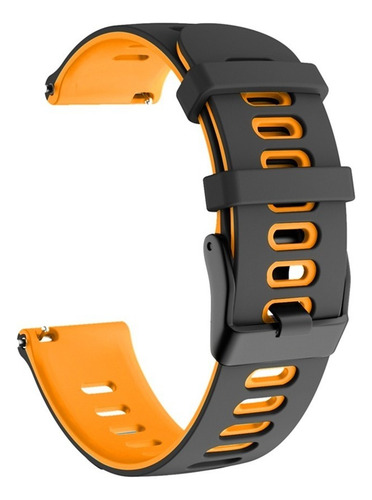 Correa Sport Doble Color Para Haylou Solar Ultra, Neo, Lite Negro/naranja Claro