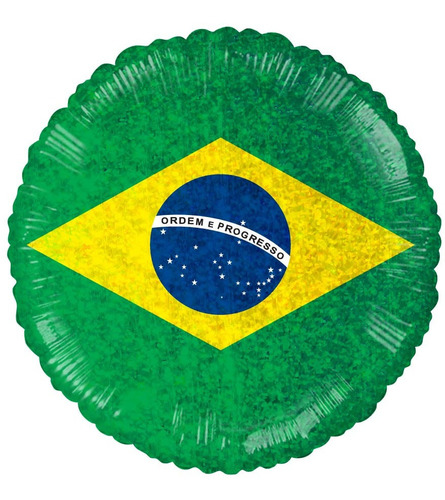 Balão Metalizado Bandeira Do Brasil Holog. 3balões 45cm Copa
