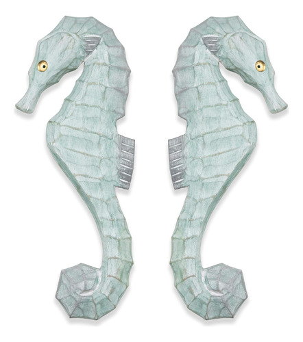 Juego De 2 Caballitos De Mar Tallados A Mano