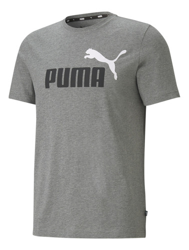 Camiseta Puma Hombre Ess2 Col Logo Tee Gris Blanco