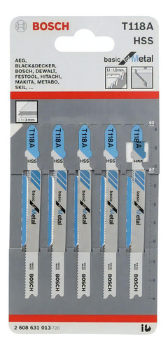 Hoja Sierra Caladora X 5 Unidades Para Metal Bosch T118a Hss