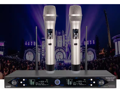 Microfono Inalambrico Dinamico Dual Uhf Profesionales Metal