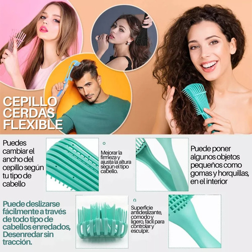 Cepillo Para Cabello Masajeador Desenredar Rizado Mujeres
