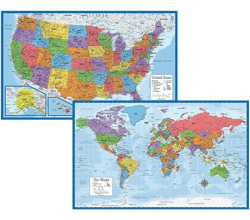 Mapa Mundial Laminado Y Mapa De Ee. Uu. Palacelearning