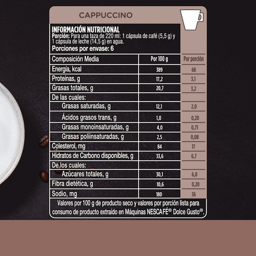 Imagen 5 de 9 de Capsulas Cafe Starbucks Cappuccino Dolce Gusto Nescafe