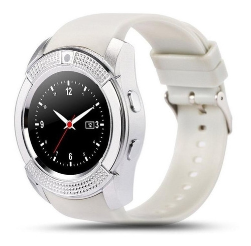 Smartwatch Stylos Tech SW2 caja plateada, malla  blanca de  tpu
