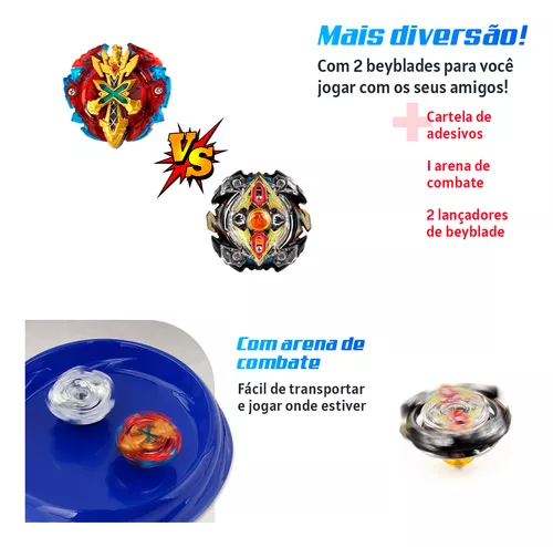 Kit 2 Beyblade Arena Preto Montavel Lançadores Cremalheira