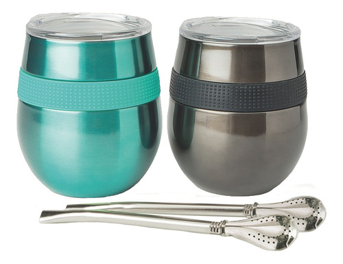 Set De 2 Mug Hierba Mate Cucao 230ml Verde Doite