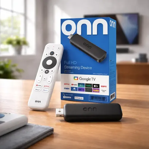 Onn Google Tv Streaming Stick Full Hd Con Chromecast, Control De Voz Y Wi-fi Negro