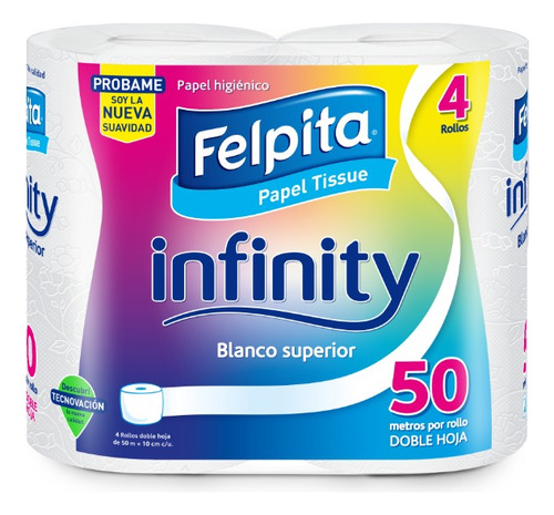 Papel Higienico Felpita Infinity Doble Hoja 50 M X 4