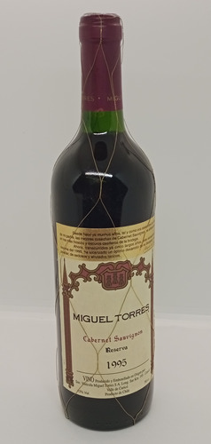 Antigua Botella Vino Cabernet Miguel Torres Sellada 1995